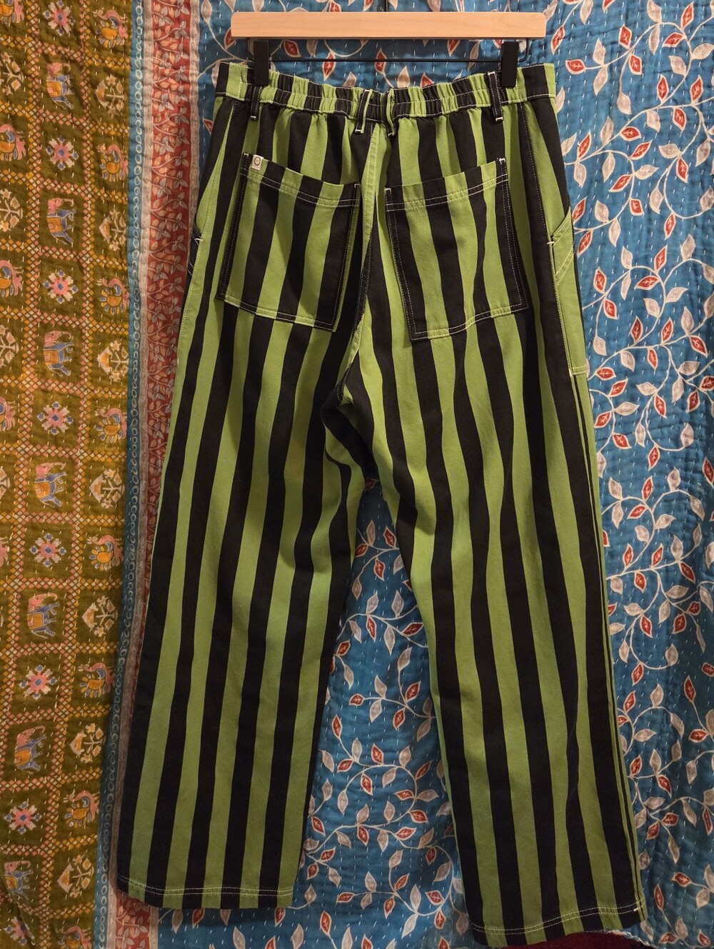 Big Bud Press sz M Black Striped Work Pants in Bright Olive - Picture 8 of 8